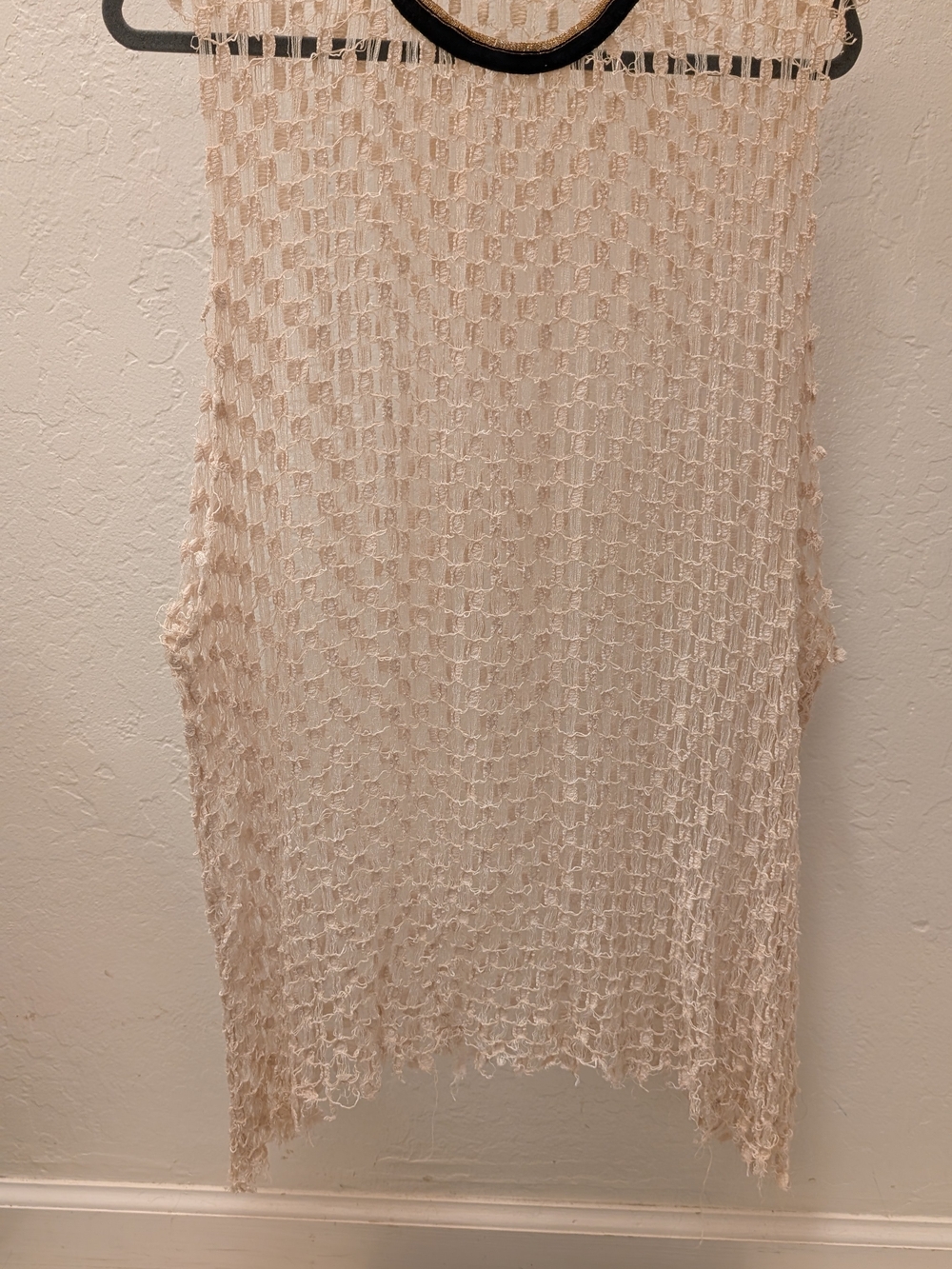 IRO Cream Open-Knit Sleeveless Crewneck Tank